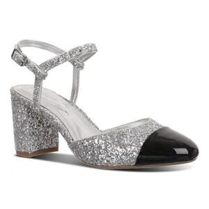 On 34th Women's Dotti Captoe Pumps Silver Glitter / Black New Size 9.5